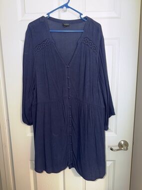 torrid Navy V-Neck Textured Top